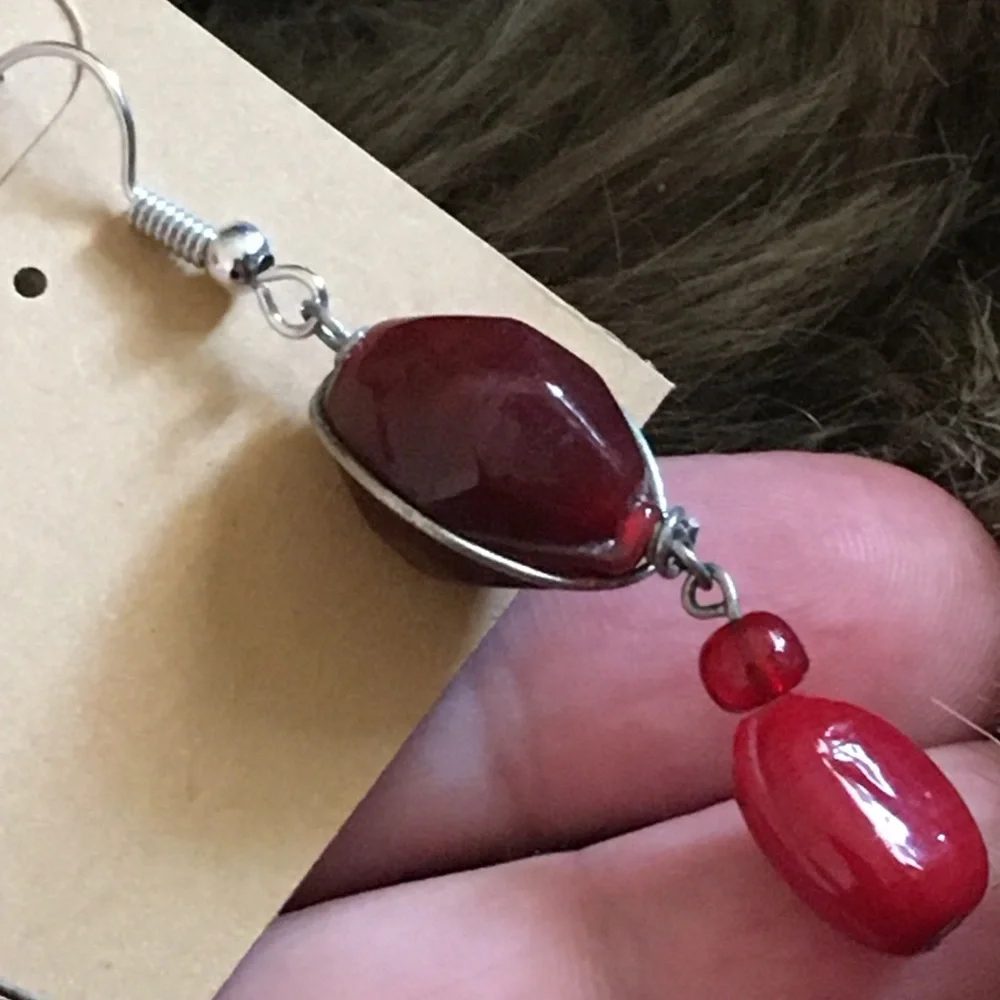 Vintage repurpose wired glass stone earrings